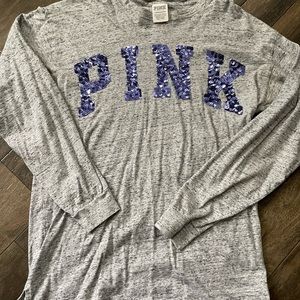 Pink bling long sleeve tee